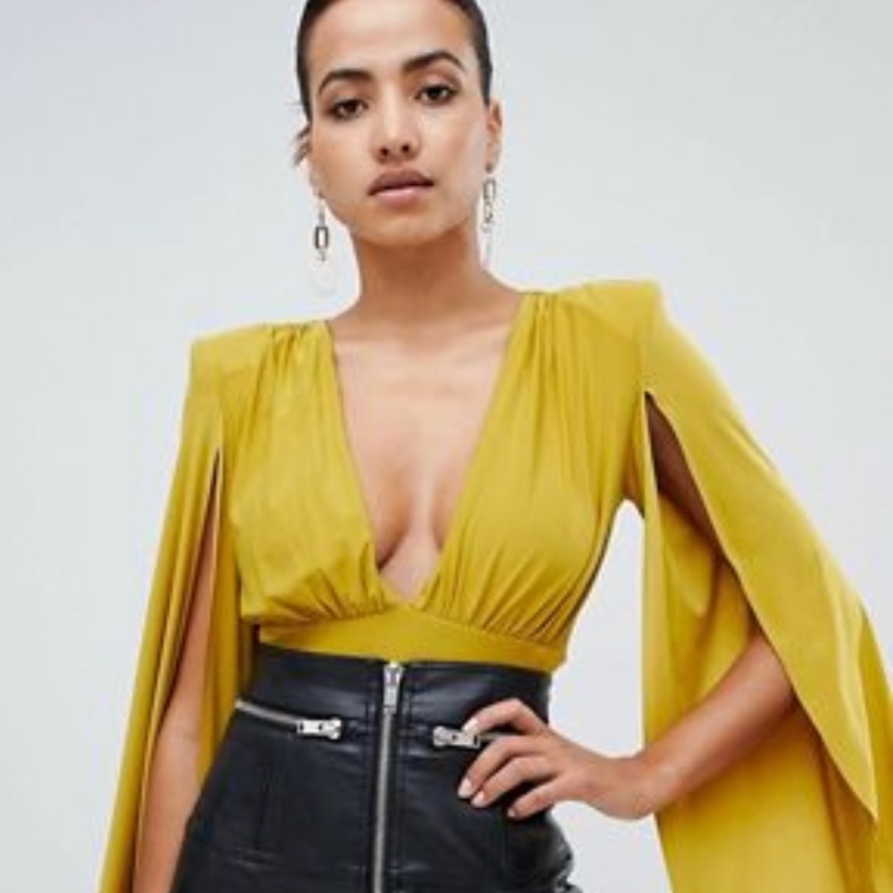 Cape Sleeve V Neck Bodysuit from ASOS